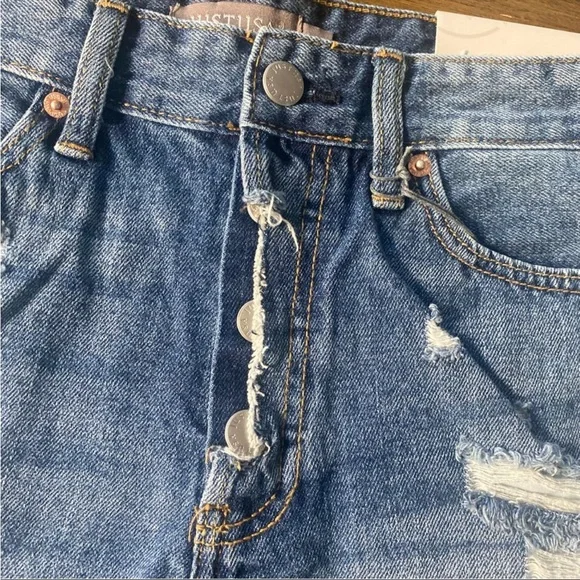 Just USA dark wash distressed denim cutoff shorts - Picture 6 of 12